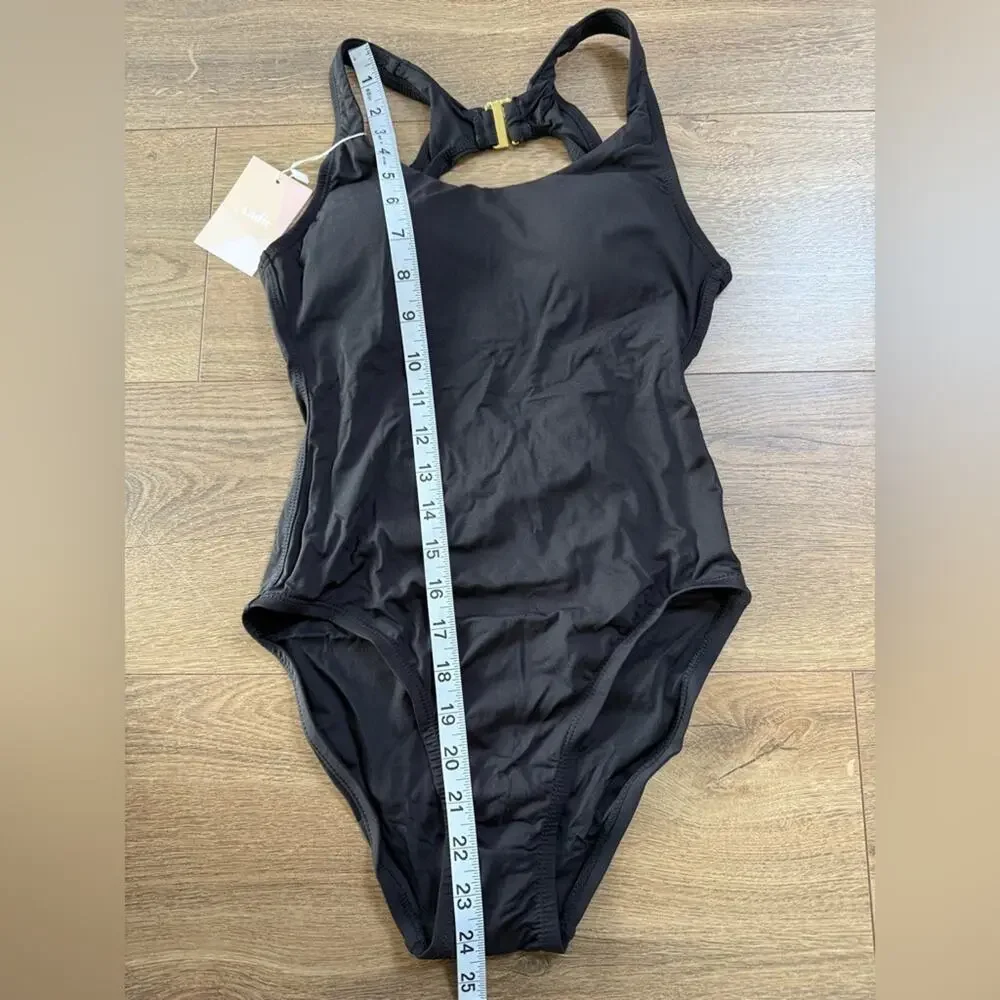 NWT Andie Catalina Black Swimsuit Open Plunge Back Size XS